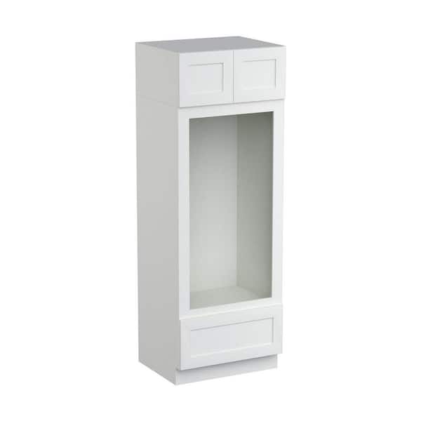 31 in. W x 24 in. D x 96 in. H Plywood Ready to Assemble Floor Base Double Oven Kitchen Cabinet in White with A Drawer