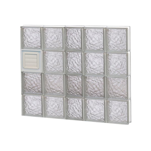 Clearly Secure 36.75 in. x 31 in. x 3.125 in. Frameless Ice Pattern Glass Block Window with Dryer Vent