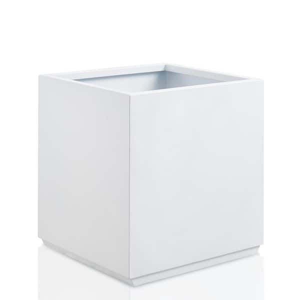 Square Metal White Planter Box with Drainage Hole (17 in. L x 17 in. W x 20 in. H)