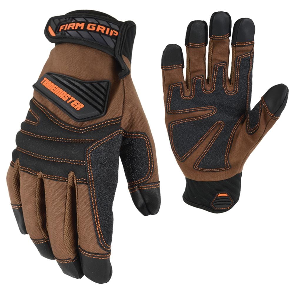True Grip Men's Indoor/Outdoor Canvas Work Gloves Black/Brown L 1 Pair