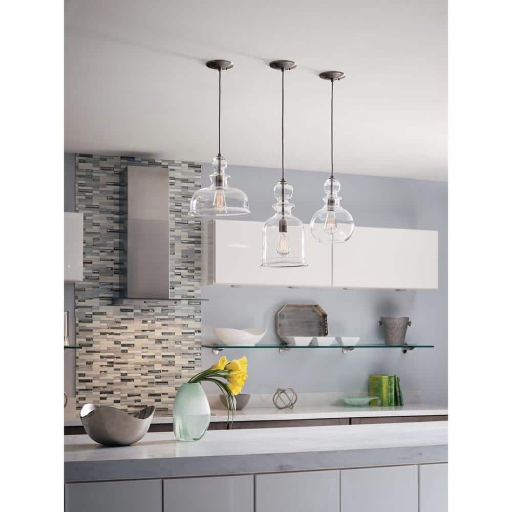 Staunton 20" Brushed Nickel & Clear Glass Drum Pendant Light