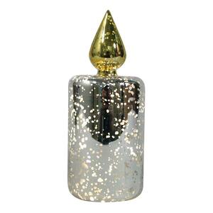 7 in. Mercury Glass LED Color Changing Glass Candle in Silver
