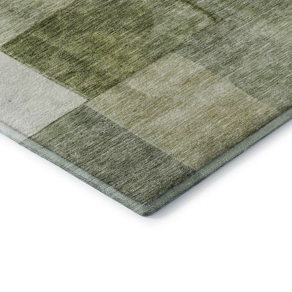 Mayfield Premium Machine Washable Abstract AMF1190 Sage 8 ft. x 8 ft. Round Rug