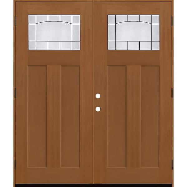 Regency 72 in. x 80 in. 1/4 TopL Empire Deco Glass LHOS AutmnWht Fiberglass Double Prehung Front Door with 4-9/16 Jamb