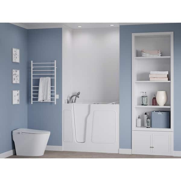 Universal Collection 26 in. L x 46 in. W Whirlpool Jetted Bathtub with Left Drain in White with Powered Fast Drain