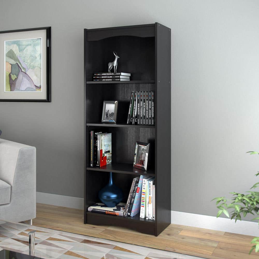 Hawthorn Midnight Black 64" Adjustable Wood Bookcase