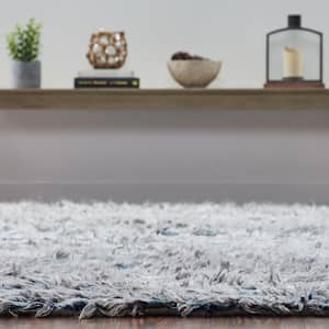 Shag Blue/Gray 9 ft. 6 in. x 13 ft. 6 in. Area Rug