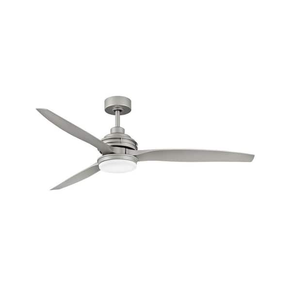 HINKLEY Artiste 60 in. Integrated LED Indoor/Outdoor Brushed Nickel Ceiling Fan with Wall Switch
