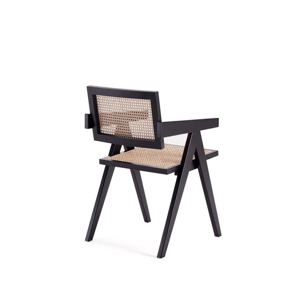 Hamlet Black and Natural Cane Rattan Dining Arm Chair Set of 2