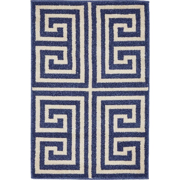 Unique Loom Athens Greek Key Navy Blue 2' 2 x 3' 0 Area Rug