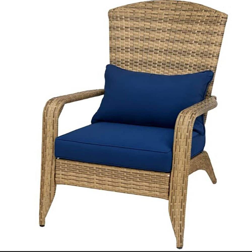 Powder-Coated Steel Frame with Padded Cushions and Wide Armrests PE Wicker Outdoor Lounge Chair in Dark Blue price history on PriceWatchPro