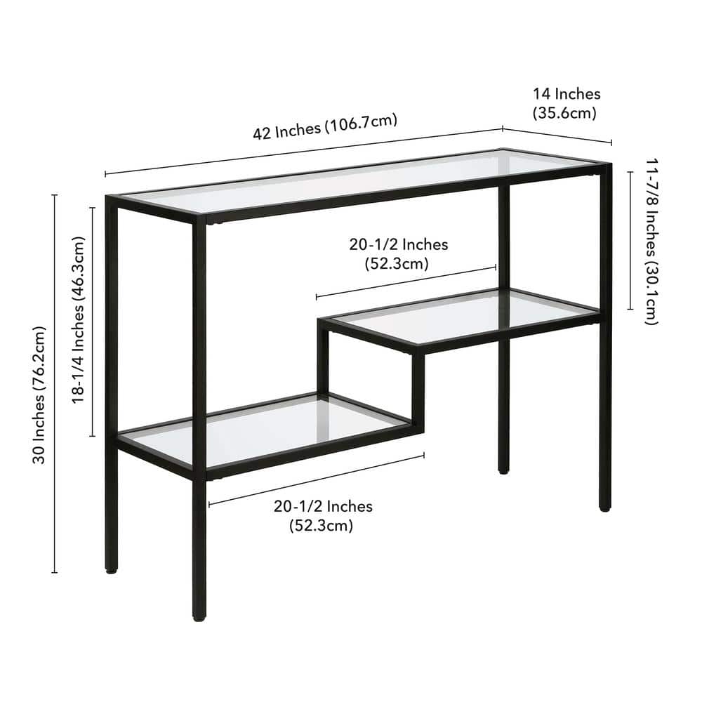 Lovett Blackened Bronze 42" Metal and Glass Console Table