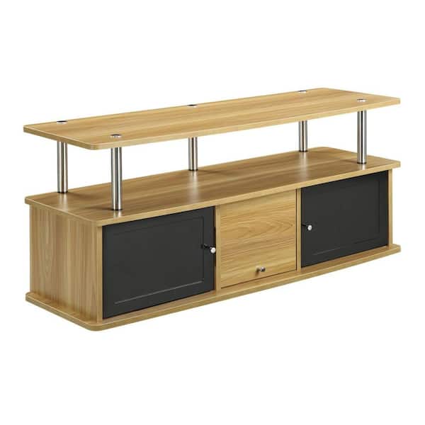 Convenience Concepts Designs2Go 47 in. Light Oak and Black Particle Board TV Stand 50 in. with Doors