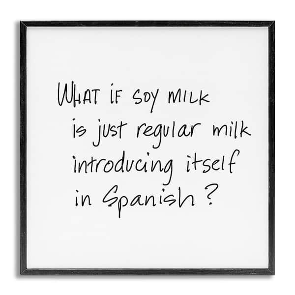 Stupell Industries Soy Milk by SD Graphics Studio Gray Framed Food Giclee Art Print 12 in. x 12 in.
