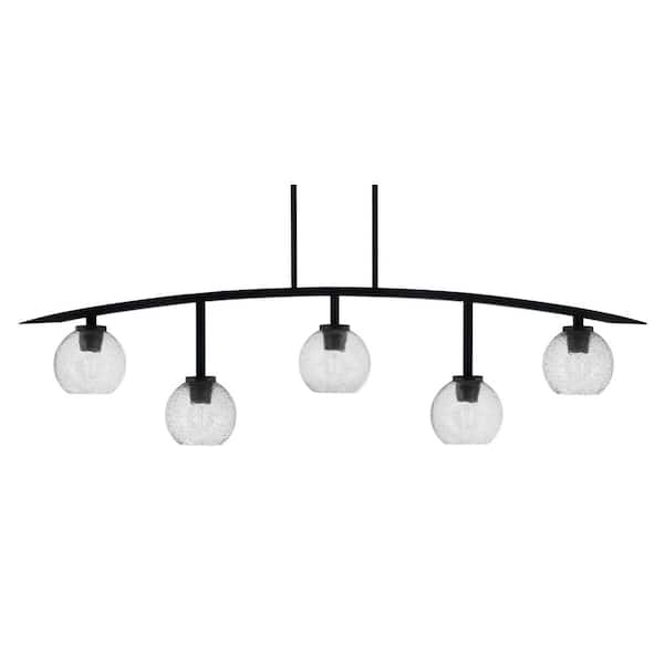 Unbranded Siena 5-Light Matte Black Billiard-Light with Smoke Bubble Glass Shades