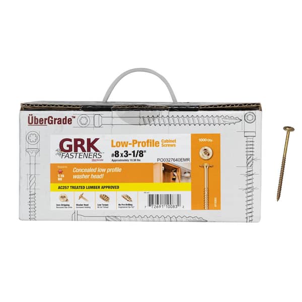 GRK Fasteners #8 x 3-1/8 in. Star Drive Low Profile Washer-Head Cabinet Screws (1,000-Pack)