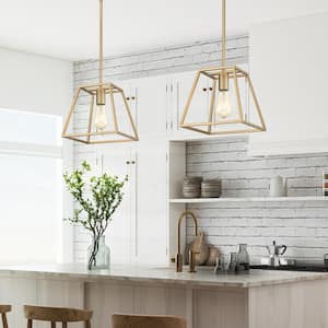 Adele 10 in. 1-Light Brushed Gold Painted Ceiling Pendant Light