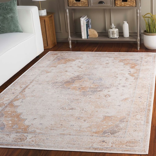 Atlas 5 ft. x 8 ft. Ivory/Beige Distressed Vintage Medallion Area Rug