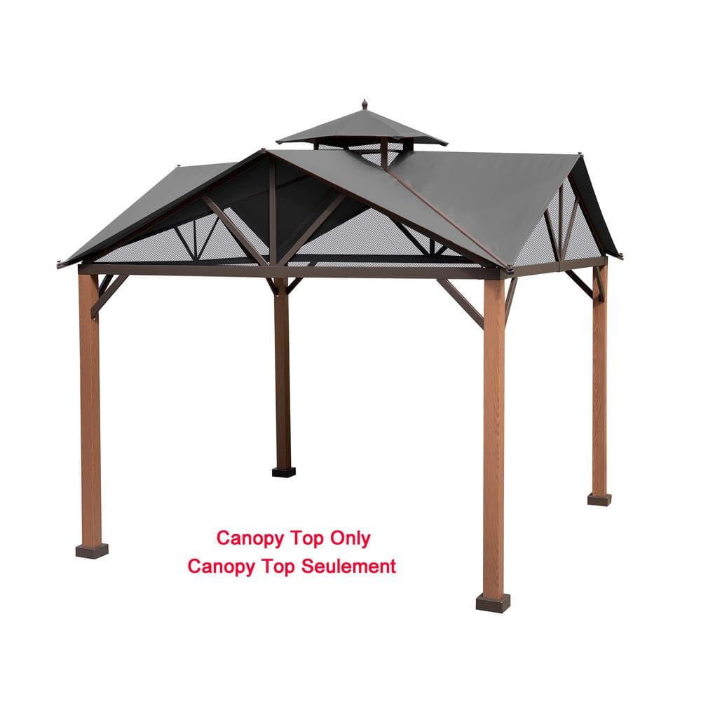 Gray Replacement Canopy Top for 12-ft Gazebo
