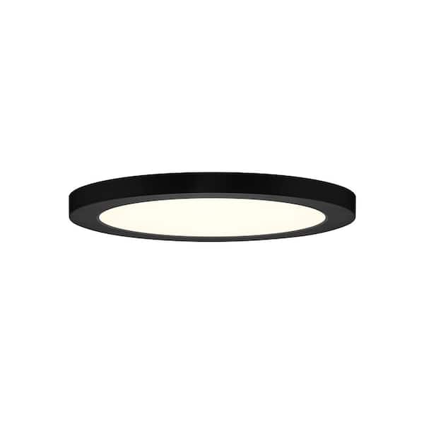 9 in. Modern Black Round Low-Profile Integrated LED Flush Mount (2-Pack)