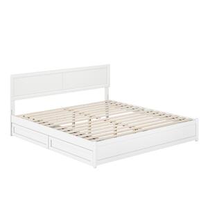 AFI Lylah White Solid Wood Frame Queen Platform Bed with Panel ...