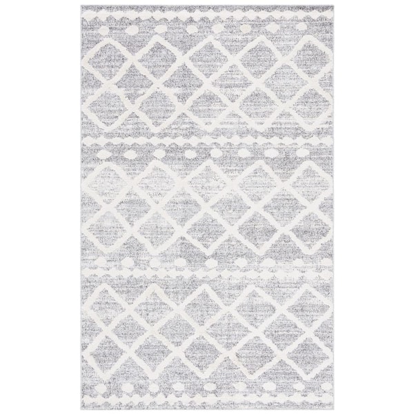SAFAVIEH Martha Stewart Gray/Ivory 5 ft. x 8 ft. Striped Diamond Area Rug