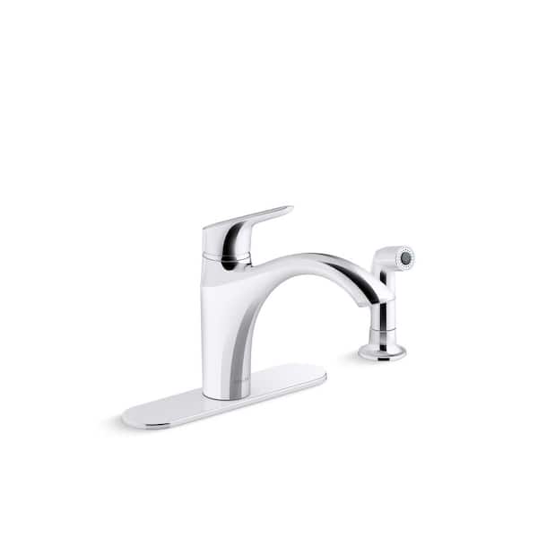 KOHLER Rival Single-Handle Standard Kitchen Sink Faucet with Side Sprayer in Vibrant Stainless