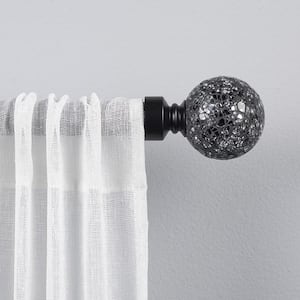 Black Pearl Mosaic 36 in. - 72 in. Adjustable 1 in. Single Curtain Rod Kit in Matte Black with Finial