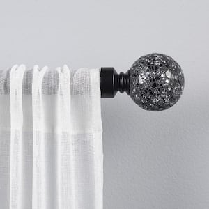 Black Pearl Mosaic 66 in. - 120 in. Adjustable 1 in. Single Curtain Rod Kit in Matte Black with Finial