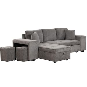 105 in. Square Arm 3-Seater Sofa in Knox Charcoal