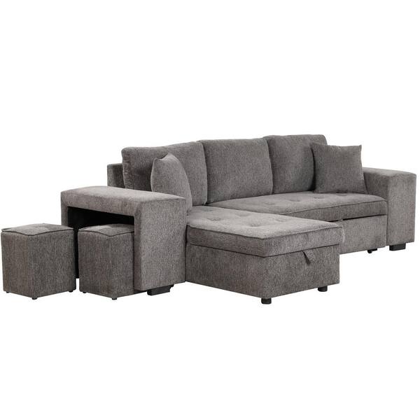 Magic Home 105 In Square Arm 3 Seater Sofa Knox Charcoal