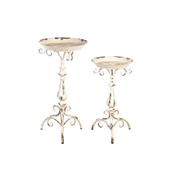 Evergreen White Metal Outdoor Side Table (Set of 2)