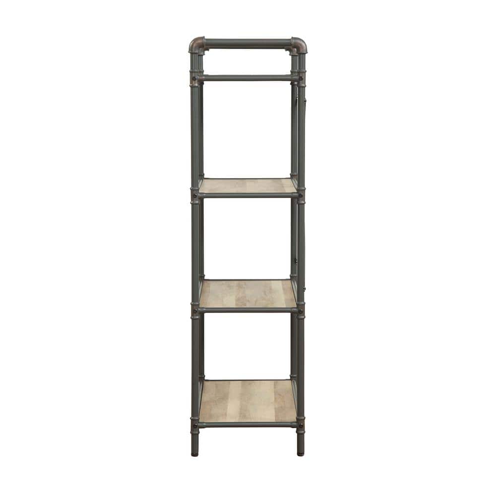 Antique Oak and Sandy Gray 4-Shelf Wood Bookcase