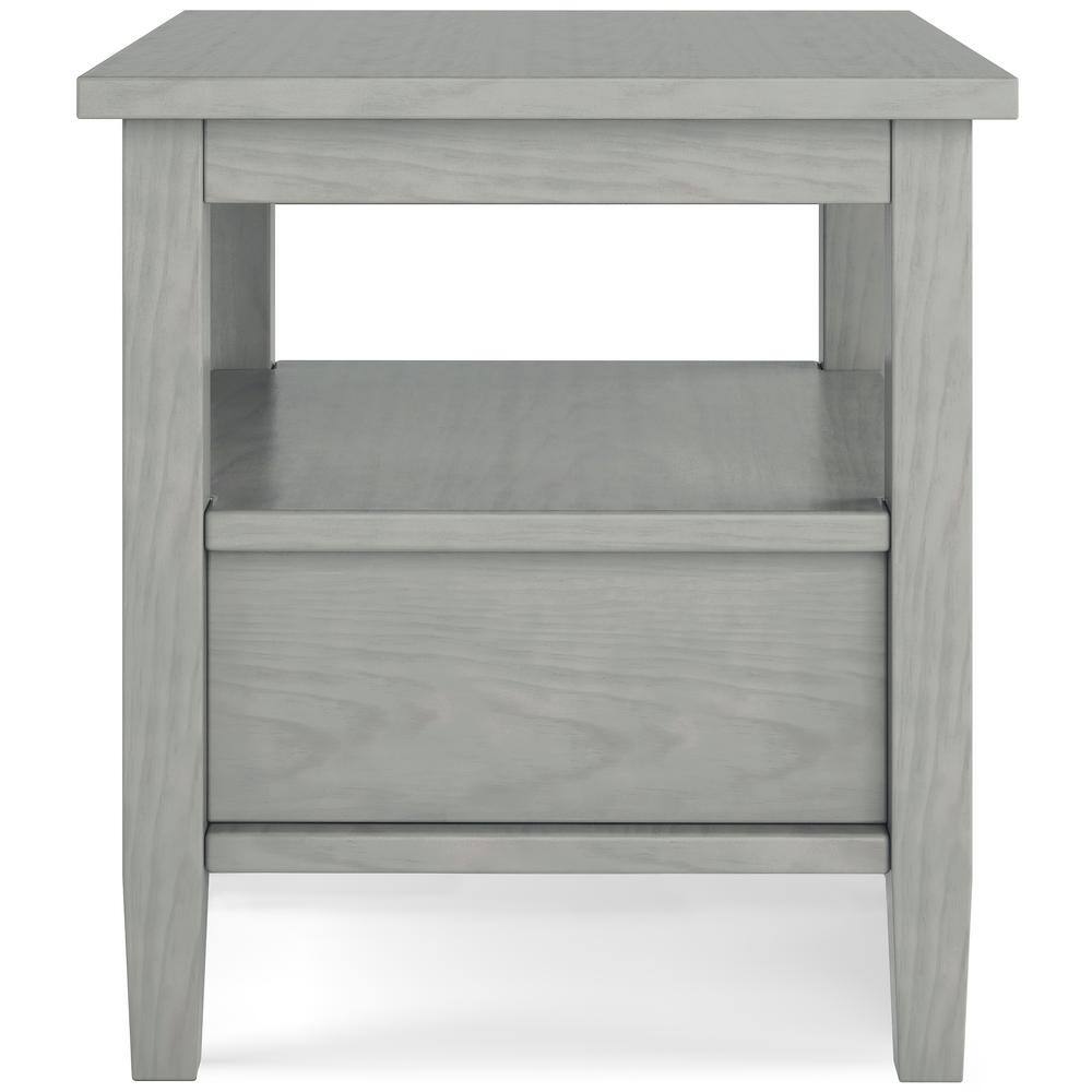 Fog Grey Solid Wood End Table with Storage Drawer
