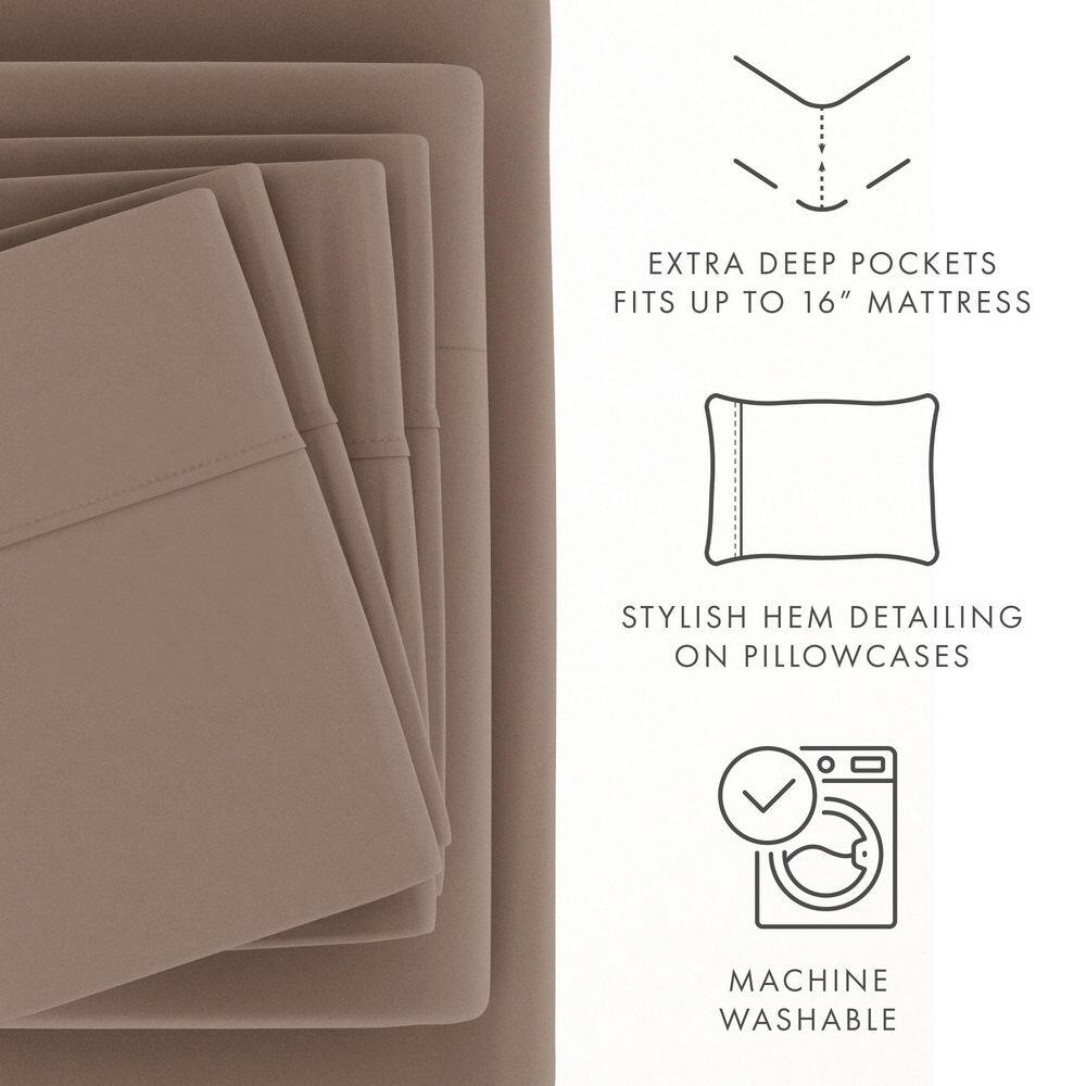 Taupe Queen Ultra Soft Microfiber 6-Piece Sheet Set
