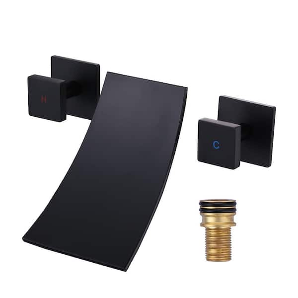 WOWOW 2-Handle Wall-Mount Roman Tub Faucet, Corrosion Resistant in. Black