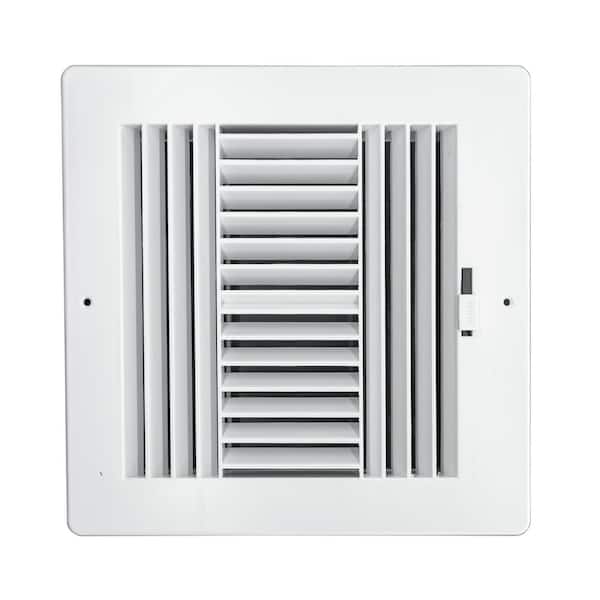 Venti Air 6 in x 6 in White Plastic Square 4 Way Supply Register for Duct Opening 6 in W x 6 in H