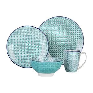 4-Piece Light Green Porcelain Plates and Bowls Set Cups Mugs Dinnerware Set