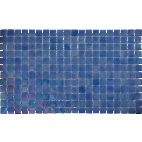 The Tile Doctor 6 in. x 6 in. Unconditional Blue Glossy Glass Chip Wall and Floor Tile 0.25 sq. ft. Sample