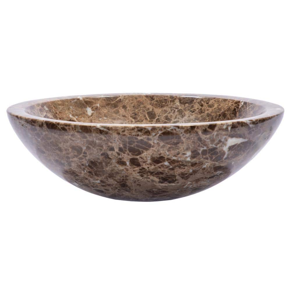 Dark Emperador Marble Circular Bathroom Vessel Sink