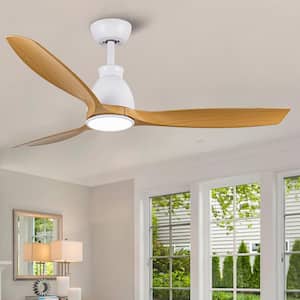 52 in. Farmhouse Integrated LED Indoor White Ceiling Fan with Light Kit and Remote Control, Reversible DC Motor