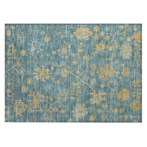 Chantille Machine Washable Indoor/Outdoor Abstract ACN1930 Teal 2 ft. x 3 ft. Accent Rug