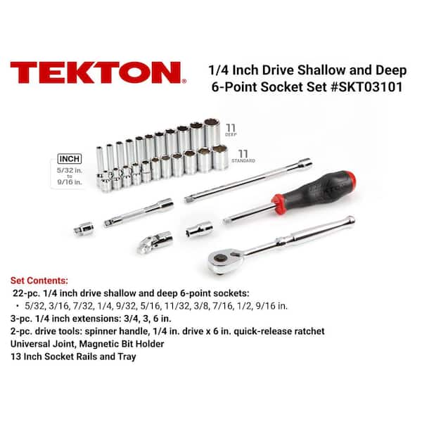 1/4 in. Drive 6-Point Socket and Ratchet Set with Rails (5/32 in.-9/16 in.) (29-Piece)