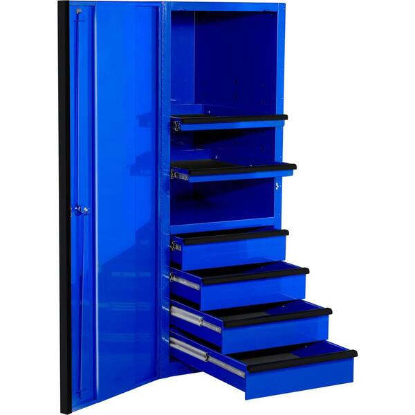 Extreme Tools EXQ 24 in. 4-Drawer 2-Shelf Blue Professional Side Tool Chest with Black Handles