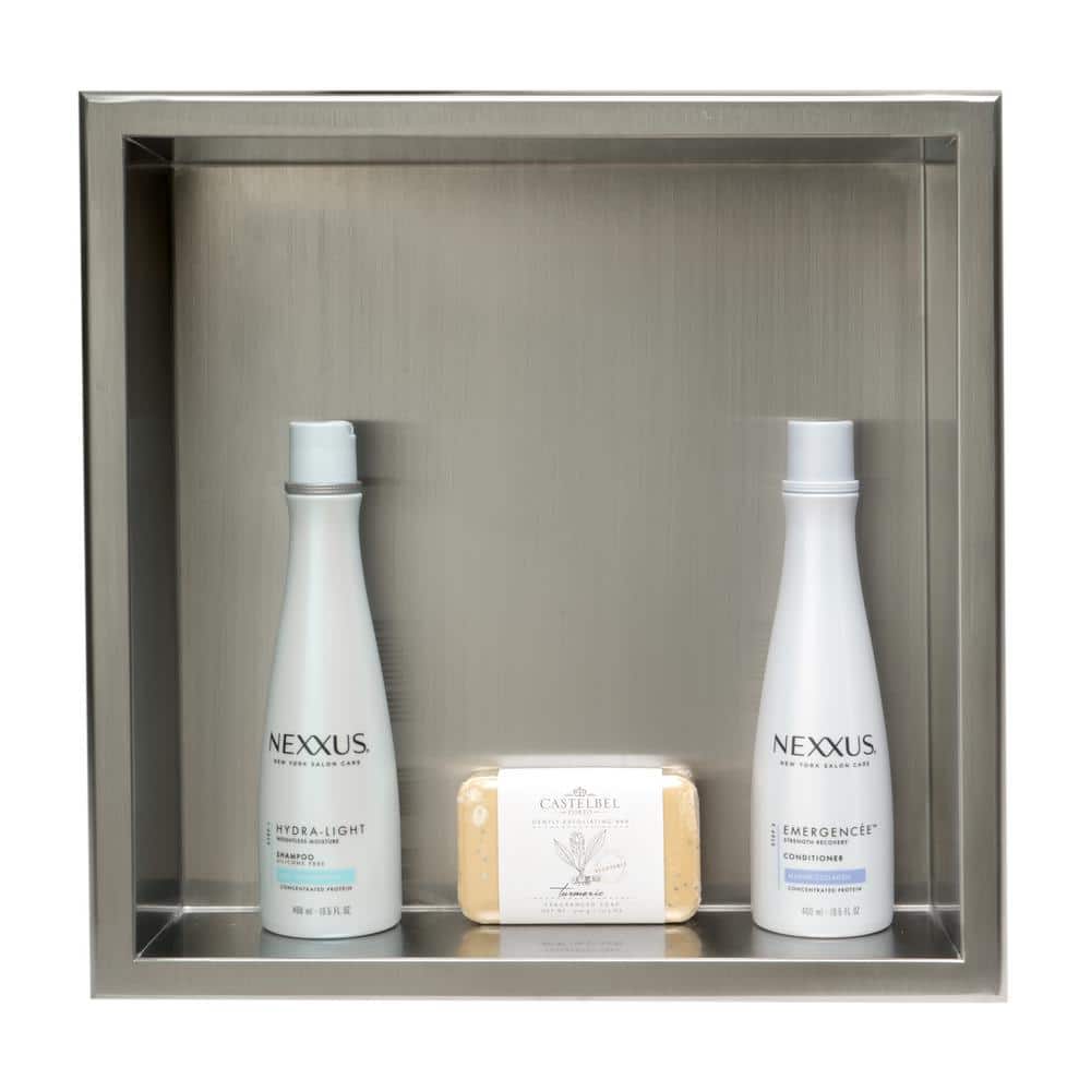 Brushed Stainless Steel Square Shower Niche Shelf