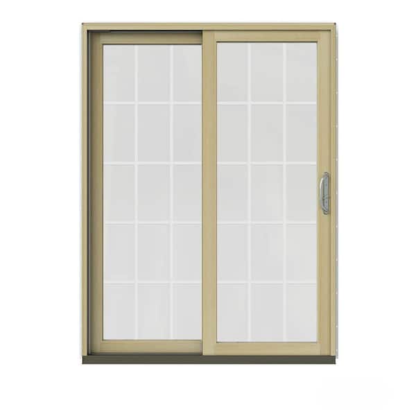 JELD-WEN 60 in. x 80 in. W-2500 Contemporary White Clad Wood Left-Hand 15 Lite Sliding Patio Door w/Unfinished Interior