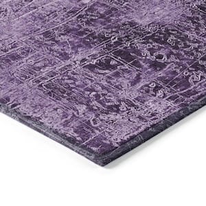 Purple 9 ft. x 12 ft. Woven Abstract Rectangle Indoor/Outdoor Area Rug