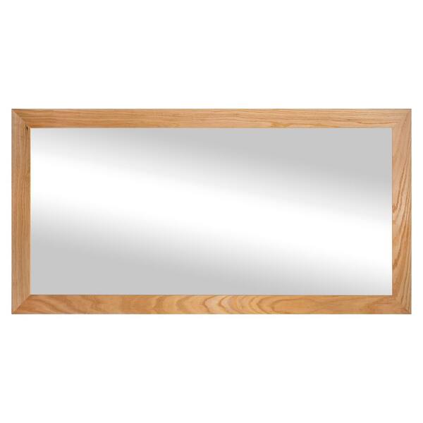 3 in Natural Frame (80 in. W x 33 in. H) Oak Hardwood Rectangle Wall Mirror