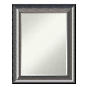 Quicksilver Scoop 23.75 in. x 29.75 in. Beveled Rectangle Wood Framed Bathroom Wall Mirror in Silver