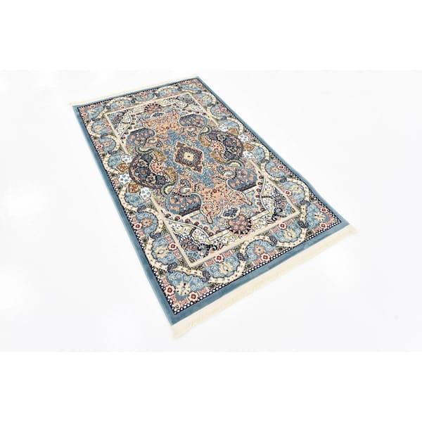 Narenj Collection Area Rug - Glasgow (3 ft. 1 in. x 5 ft. 3 in. Rectangle Blue/Black)
